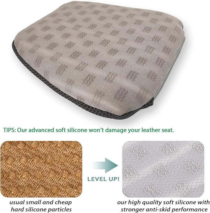 AEROiVi 17.7" L × 16.9" W × 3" H,Car Booster Seat Cushion Raise The Height for Short People Driving, Breathable 3D Air Mesh, 3 Inch Booster Seat, Non-Slip Bottom, Car Seat Pad with Truck,Cars,SUVs