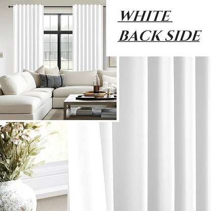 Solid White Blackout Linen Curtains 96 Inches Long