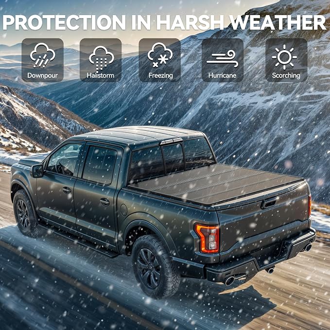 YITAMOTOR Quad Fold Hard Truck Tonneau Cover Fits for Dodge Ram 1500 2002-2026 (Classic & New), Fits for Dodge Ram 2500 3500 2003-2026 with 6.4ft Bed w/o Rambox, Heavy-Duty Aluminum Alloy Bed Cover