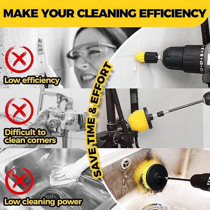 Holikme 6Pack Drill Brush Power Scrubber Cleaning Brush Extended Long