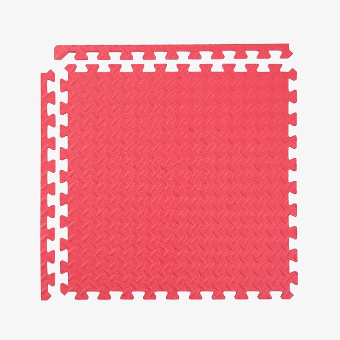 IncStores 1/2 Inch Thick Diamond Soft Foam Flooring Tiles | High-Density Interlocking Foam Tiles for Rugged Style in Your Home Gym, Playroom, and More | Red, 25 Tiles