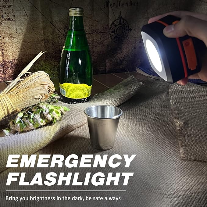 2-Pack Folding Solar Camping Lantern Flashlights, DIBMS Mini Collapsible USB Rechargeable Waterproof Hanging Light Power Bank for Camping Hurricanes Emergency Power Outages Indoor Outdoor