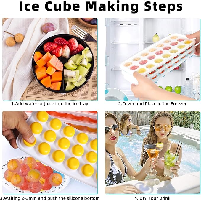 Ice Cube Trays with Lids BPA Free, Dishwasher Safe