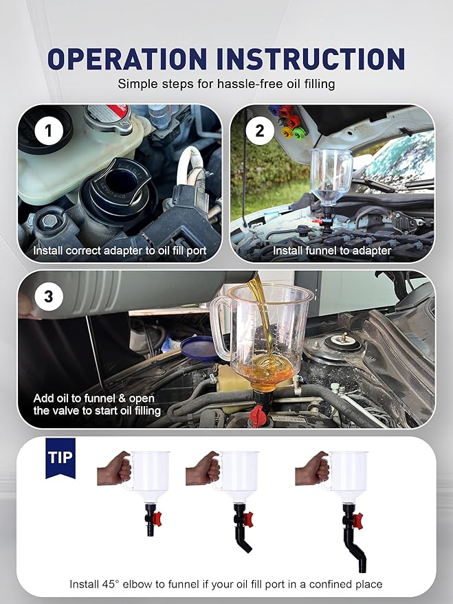 SMART JERRY - Spill-Proof Engine Oil Funnel Kit｜Oil Change Funnel w/ 12