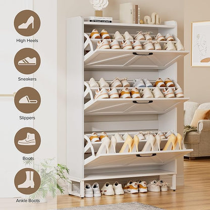EOYUTLLY Shoe Cabinet Storage for Entryway, Narrow Shoe Rack