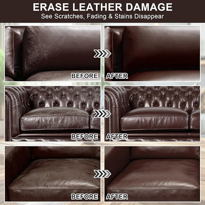 STARTSO WORLD Leather Recoloring Balm, Dark Brown Leather Repair Kit for Furniture, Leather Dye, Leather Color Restorer for Couches, Leather Couch Paint | Repair, Restore Faded & Scratched Leather