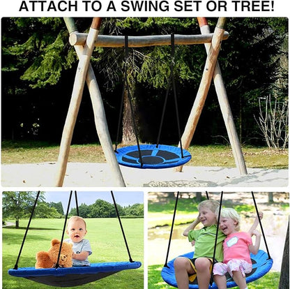 RedSwing 43" Flying Saucer Swing for Kids Outdoor, Large Round Tire Swings for Trees and Swingset, Strong Heavy Duty for Outside Playground, 500LBS Weight Capacity, Blue