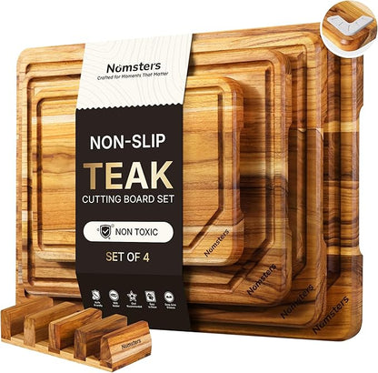 4 Pack Teak Wood Cutting Board Set