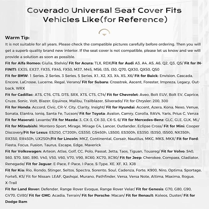Coverado Car Seat Covers, Front Seat Cover for Car, Waterproof Leather Car Seat Protector, Gray&Black Seat Covers Front Seat, Universal Car Seat Cushion Automotive Seat Covers Fit for Most Vehicles