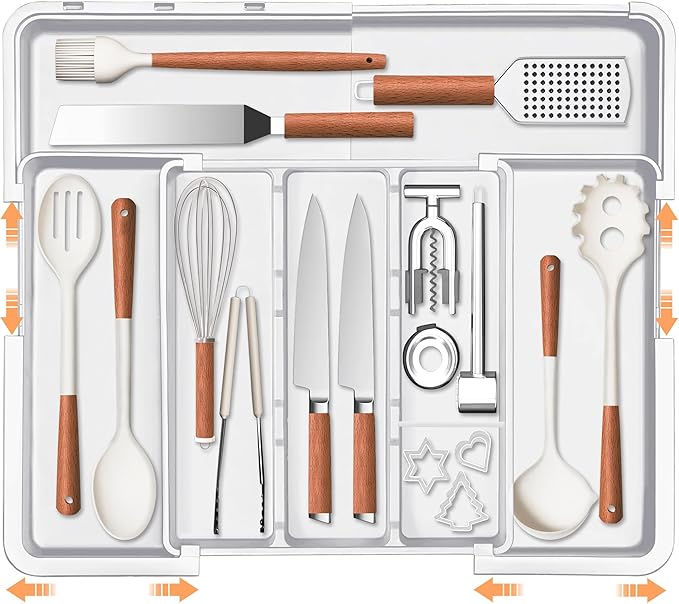 Spaclear Large Utensil Drawer Organizer Expandable Silverware Organizer