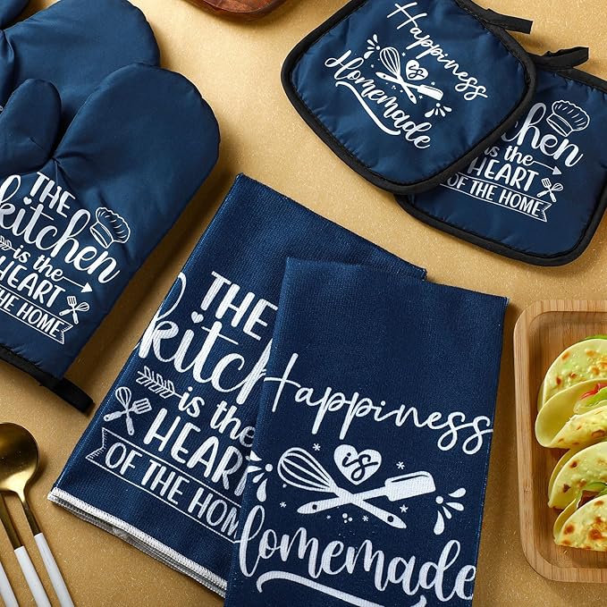 Sratte 6 Pcs Kitchen Decor Accessories Set Farmhouse Towels Pot Holders Oven