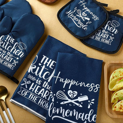 Sratte 6 Pcs Kitchen Decor Accessories Set Farmhouse Towels Pot Holders Oven