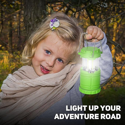 2-Pack Mini LED Camping Lanterns, Portable Camping Lights, Outdoor Tent Lights, Essential Emergency Lights for Power Outages, Hiking, Survival Kit for Hurricane, Green