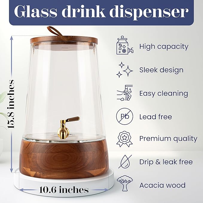 FOODLE Extra Large Glass Drink Dispenser