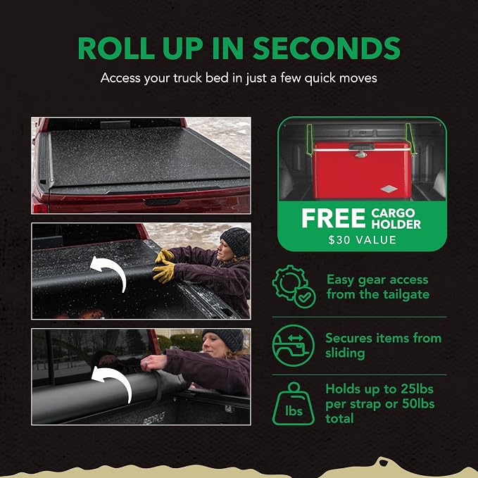 Gator ETX Soft Roll Up Truck Bed Tonneau Cover | 53108 | Fits 2007 - 2013 Chevy/GMC Silverado/Sierra 8' 2" Bed (97.6")
