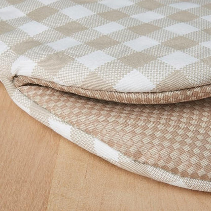 KitchenAid Gingham Mini Oven Mitt 2-Pack Set, Milkshake Tan