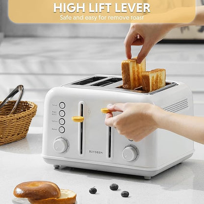 BUYDEEM DT640 4-Slice Toaster, Extra Wide Slots, Stainless Steel