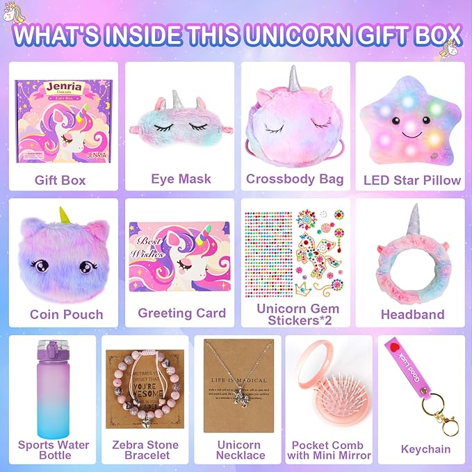Jenria Unicorn Gifts for Girls, Christmas Birthday Gifts for Girls Age 3 4 5 6 7 8 9 10 Years Old Girl Birthday Gift Ideas, Girls Toys Age 6-8, Unicorn Toys for Daughter, Niece