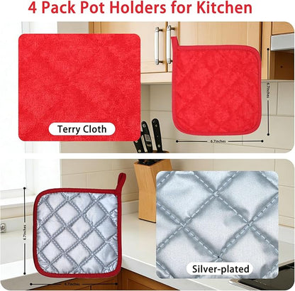 4 Pack Pot Holders for Kitchen Clearance Oven Potholders Sets for Kitchens Hot