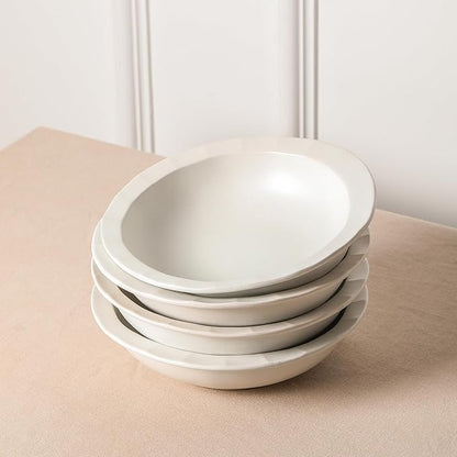 Stone Lain Oasis 24-Piece Dinnerware Set Stoneware, Dishwasher and Microwave Safe Plates and Bowls Set, Dish Set for 8, White