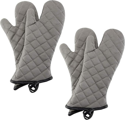 ARCLIBER Oven Mitts 2 Pairs of Quilted Terry Cloth Cotton Lining, Extra Long