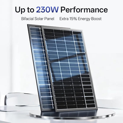 Epoch 400W Bifacial Solar Panels,N-Type 12/24 Volt Monocrystalline Solar Panel, High-Efficiency Waterproof Solar Module for RV Camping, Boat, Marine,Off-Grid[200w×2pcs]