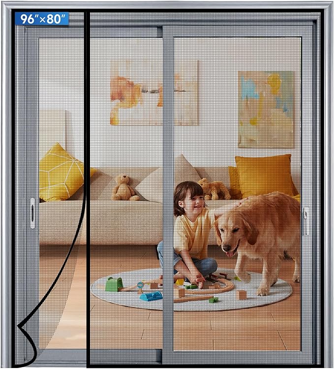 Magnetic Screen Door Mesh Left Right Side Opening Upgraded PET Material Mesh