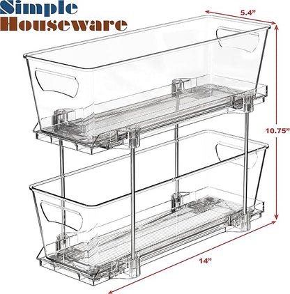 Simple Houseware 2-Tier Narrow Basket Drawer Cabinet Pull-Out Organizer