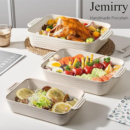 Ceramic Baking Dish Set of 3, Casserole Dishes