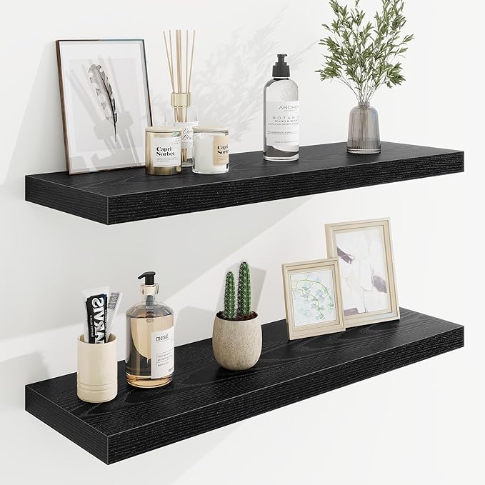 30in Floating Shelves for Wall, 2 Pack Long Wall Mounted Engineered Wood Shelves