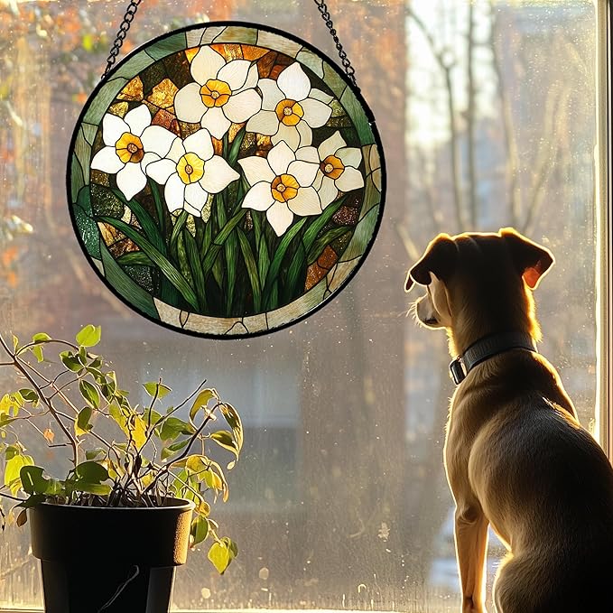 CRISGIF Stained Glass Window Hanging