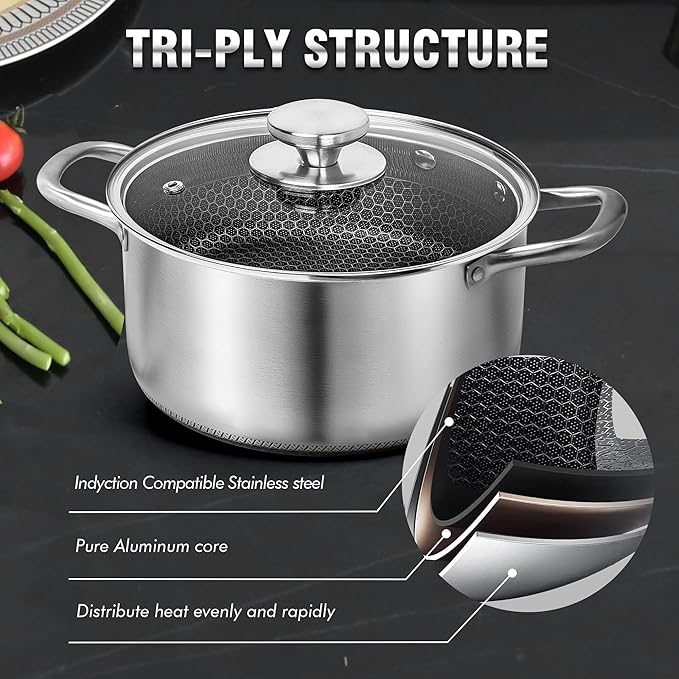 AuFranc™ Hybrid Nonstick 6 Quart Stainless Steel Stockpot