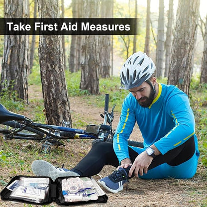 300Piece Travel First Aid Emergency Kit Home Essentials Hiking Survival Essential Kit for Outdoor Adventure Mini First Aid Kit for Backpack, Black 1st Aid