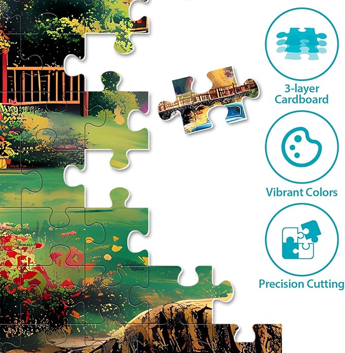 500 Piece Puzzles for Adults,Beautiful Country Cottage Jigsaw Puzzle for Adults Kids Seniors,Recycled Cardboard Dogs Cat Puzzle 500 Piece,Family Activity Great Gift for Family Friends 20.5 * 15 inch