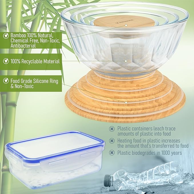 Large Stackable Set of 5 Nesting Glass Bowls