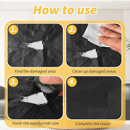 JuCheng Leather Repair Patch 8x79 Black, Breathable Perforated Adhesive Self-Adhesive Repair Patch, Furniture Couch Car Seats Office Chairs Sofa Repair Patch Refurbished Patch (Black, 8x79inch)