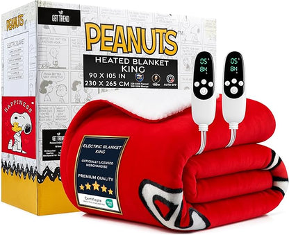 Peanuts Snoopy Heated Blanket Electric, King Size Luxurious Fleece Blanket