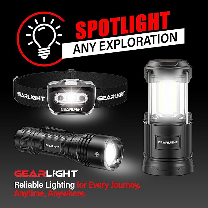 GearLight S1000 LED Tactical Flashlight - High Lumens, USB-C Fast Charging, Dual-Button, IPX4 Water-Resistant, Pocket-Sized for Camping & Emergencies with Batteries - 2 Pack, (Rechargeable)
