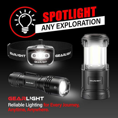 GearLight S1000 LED Tactical Flashlight - High Lumens, USB-C Fast Charging, Dual-Button, IPX4 Water-Resistant, Pocket-Sized for Camping & Emergencies with Batteries - 2 Pack, (Rechargeable)