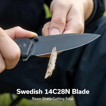 CIVIVI Photonix EDC Pocket Knife, Folding Knife with 3.7" 14C28N Blade G10 Handle with Pocket Clip for Men Women, Camping Hiking Fishing Knife C23081B-1, Black