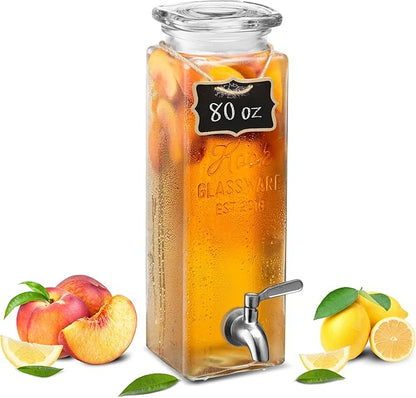 Kook Drink Dispenser, 80 oz, Water Dispenser Countertop, Glass Drink Dispenser