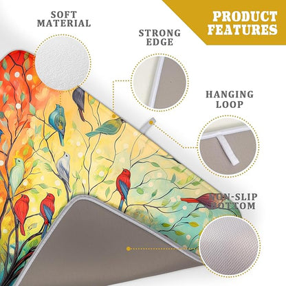 Spring Summer Floral Birds Dish Drying Mat