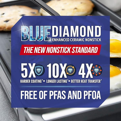 Blue Diamond 20” x 10.5” Extra Large Electric Griddle, Healthy Ceramic Nonstick