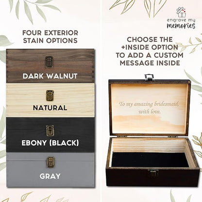 Personalized Wooden Keepsake Box Custom Engraved Adventure Memory Box for Couples Travel Souvenirs Photos Letters - Storage Memento Boxes for Wedding Gifts Newlyweds Anniversary Valentine's Day Gift