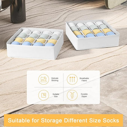 Joyoldelf Sock Drawer Organizer Divider, 16-Cell Underwear Organizers and