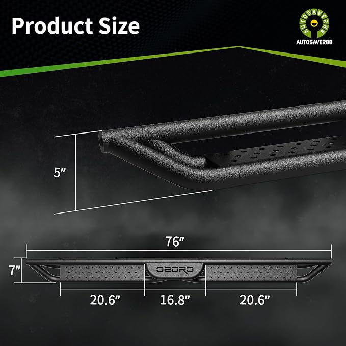 6 Inch Running Boards Compatible with 2019-2026 Dodge Ram 1500 New Body Quad Cab/Extended Cab, Two-Stair Side Step Rail Drop Nerf Bars (Exclude Ram 1500 Classic)