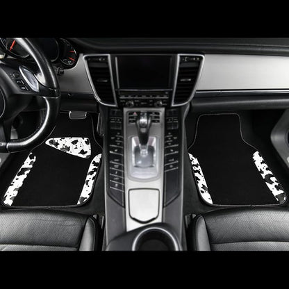 CAR PASS Waterproof Universal 3Pcs Car Floor Mats, Cow Print Car Mats Fit for SUV,Vans,sedans, Trucks,Set of Vehicles Car Carpet with Driver Heel Pad and Nibs Backing, Cute Women Girly (Black White)