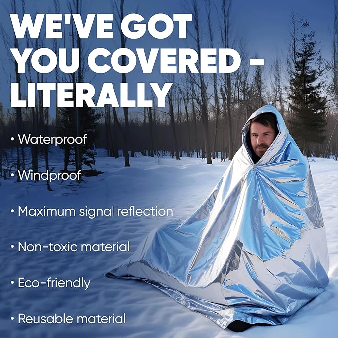Emergency Mylar Blankets 130 * 210 Cm Large Reusable Thermal Space Blanket Survival Rescue Insulating Reflective foil kit Outdoors Hiking Camping Blanket First Aid Car Emergency Kit Pack of 100