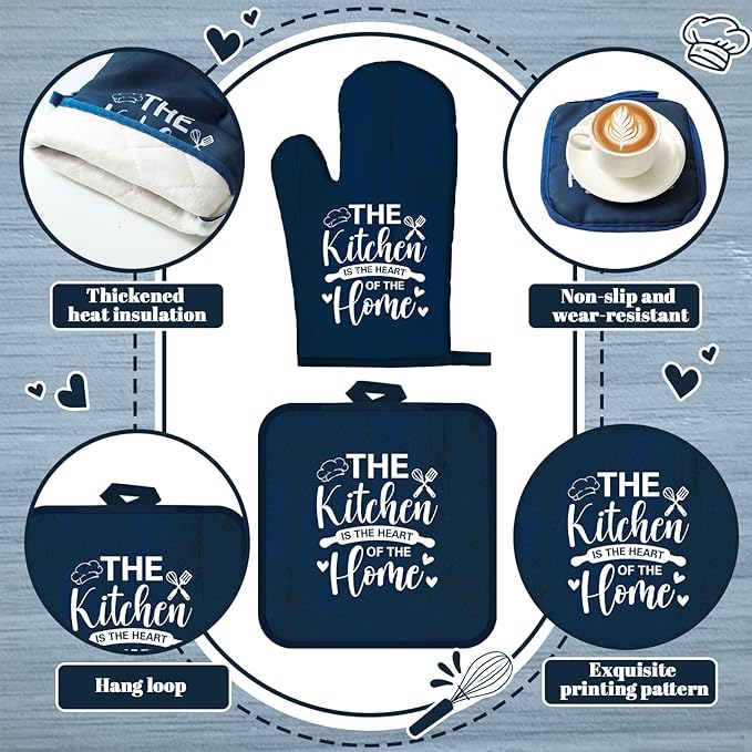 Leinuosen 8 Pcs Kitchen Towels and Oven Mitts Sets Pot Holders Dishcloths Set