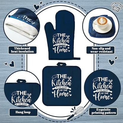 Leinuosen 8 Pcs Kitchen Towels and Oven Mitts Sets Pot Holders Dishcloths Set